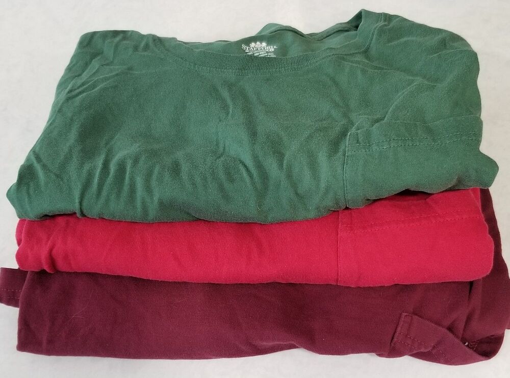 Stafford pocket tee shirts size 2xl lot of 3 maroon red and green very soft READ